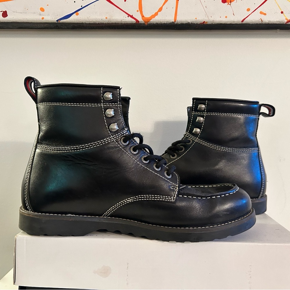 Tommy Hilfiger Black Leather Men's Boots Made in Portugal